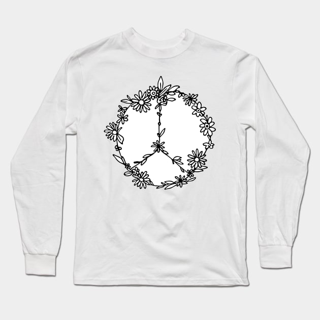 Floral Doodle Peace Sign Long Sleeve T-Shirt by aterkaderk